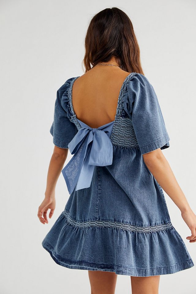 Free People Easy To Love Denim Mini Dress. 3