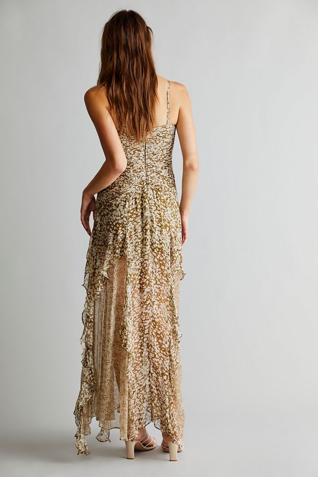shona joy claudette ruched frill maxi dress Shona Joy