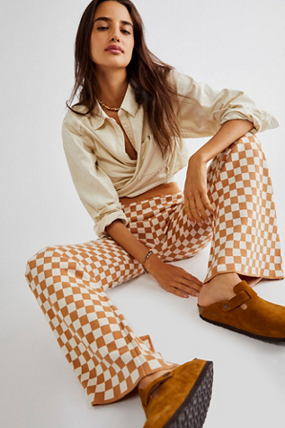 Another Girl Knitted Check Flare Pants