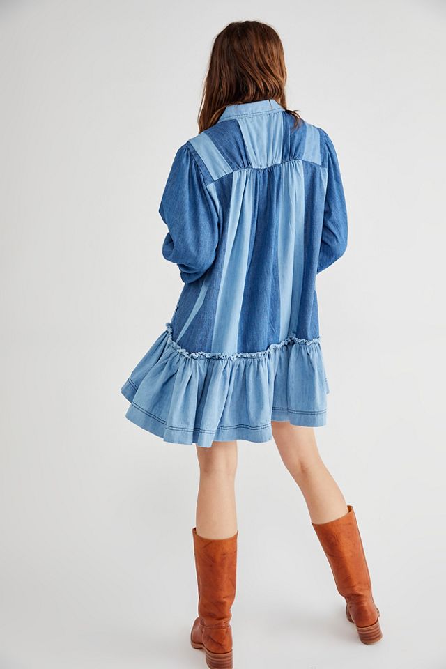 Free People Sun Burst Denim Mini Dress - 62475777