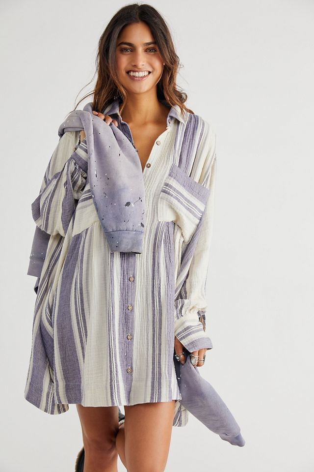 Free People Striped Voyage Shirtdress Size store S. A38