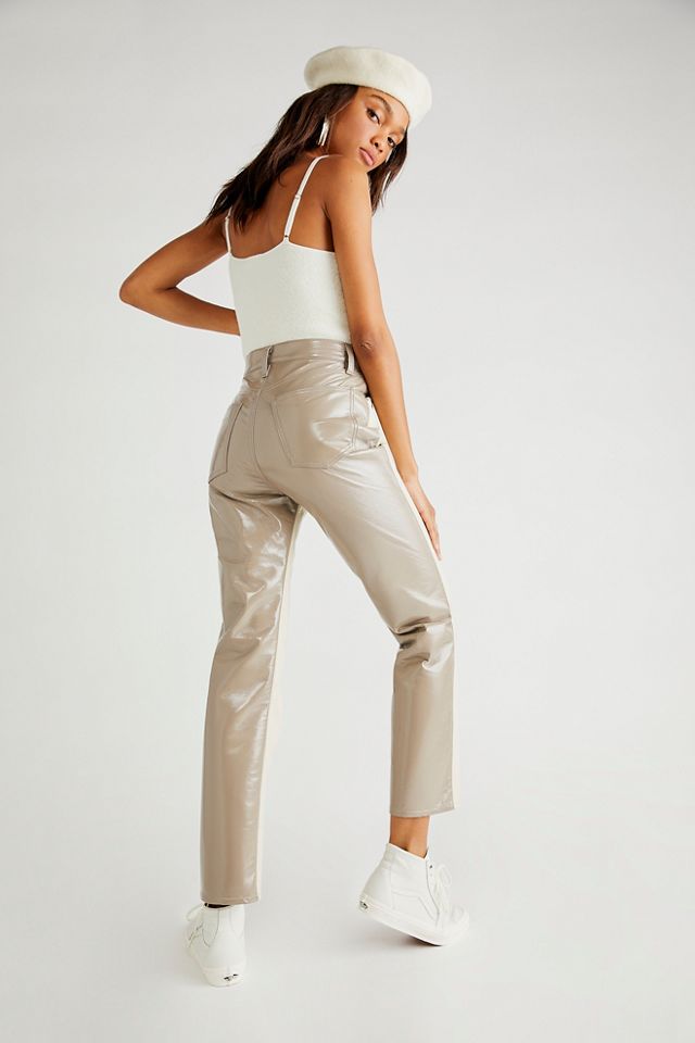 Free People AGOLDE Paneled Recycled Leather 90 s Pinch Waist Pants