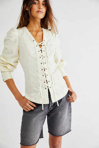 Laced Up Denim Top