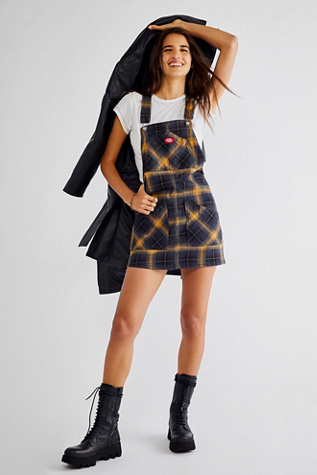 Dickies Brown Duck Plaid Overalls