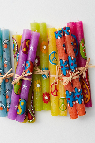 Hippie Painted Candle Set