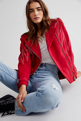 Sunburst Leather Moto Jacket