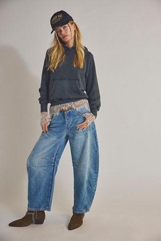 We The Free Good Luck Mid-Rise Barrel Jeans