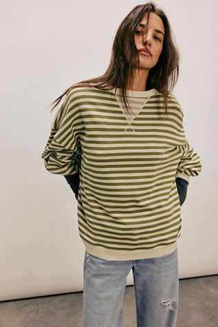 Classic Striped Oversized Crewneck