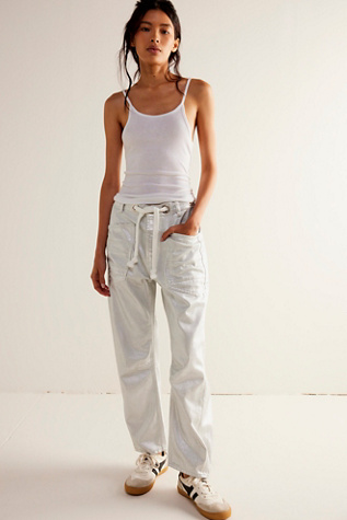 We The Free Moxie Metallic Low Slung Barrel Jeans