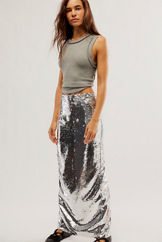 Kim Shui Silver Pailette Maxi Skirt