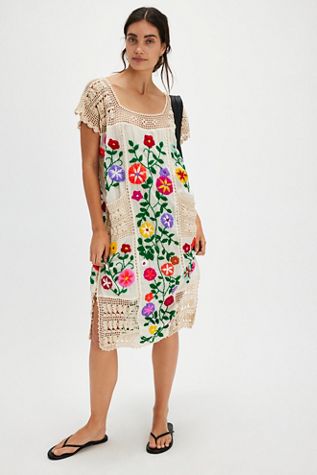 Isabella Embroidered Crochet Kaftan