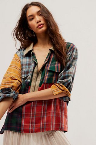 Found Multi Plaid Zip-Up Shirt