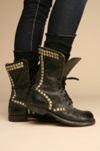 haskell studded leather and logo combat boot