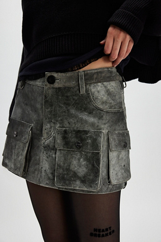 Oneteaspoon Sloane Leather Cargo Mini Skirt