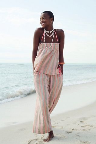 Corfu Striped Cotton-Linen Set