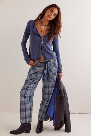 We The Free Moxie Plaid Pull On Barrel Jeans