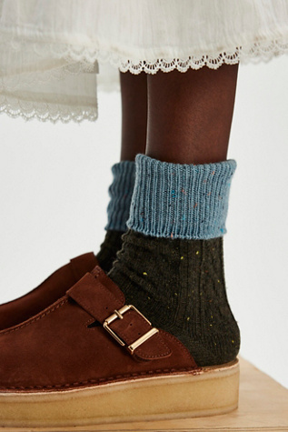 Color Block Cable Ankle Socks