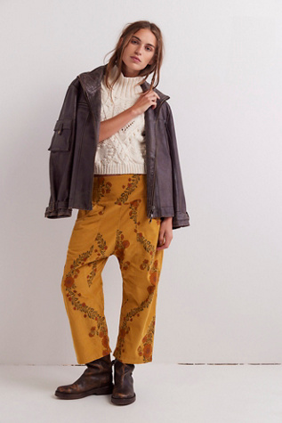 We The Free Lunan Crop Harem Cord Printed Jeans