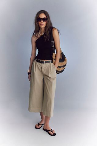 Maude Wide Cropped Chino Trousers