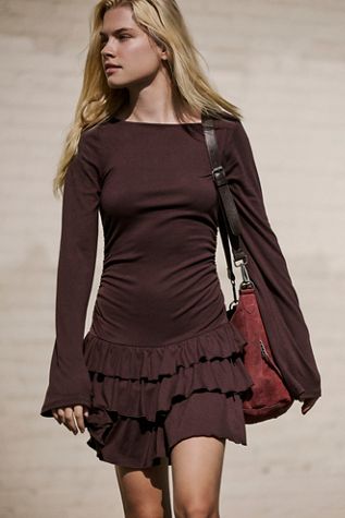 Good Feels Ruffle Long-Sleeve Mini Dress