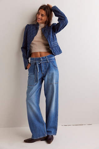 We The Free Blue Jay Belted Boyfriend Jeans