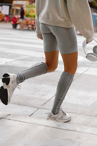 Ruffle Over The Knee Grip Open Toe Socks