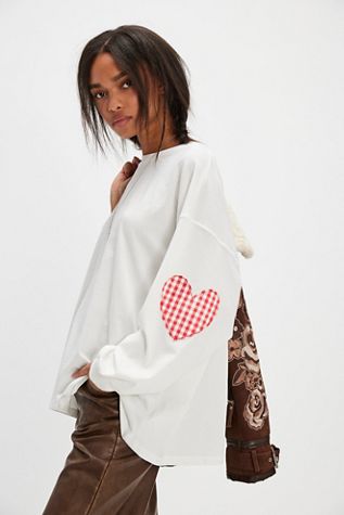 Gingham Heart One-Size Long-Sleeve Tee