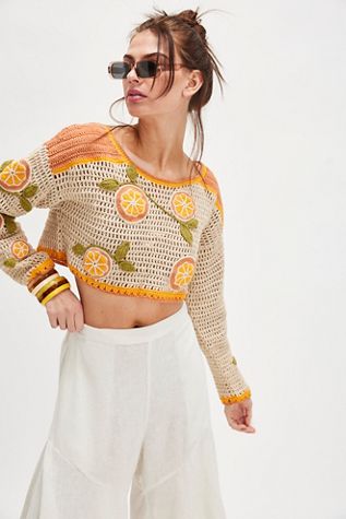 Bali Oranges Crochet Top