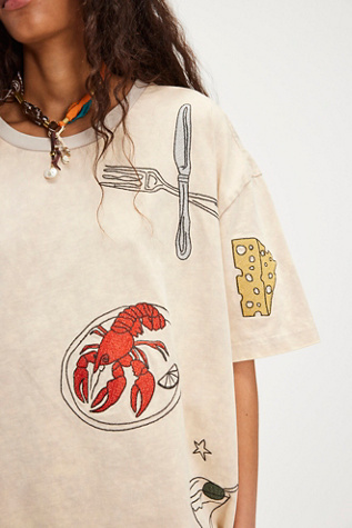 Denim And Bone Dinner Party Embroidered Tee