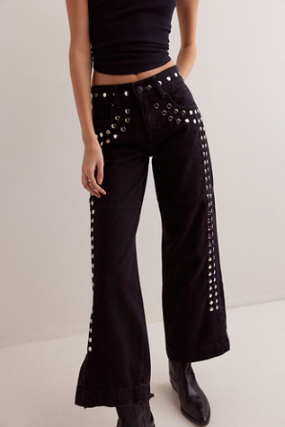 Tricia Fix Studded Benji Wide Leg Jeans