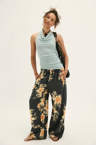 Day's End Linen Printed Pull-On Pants