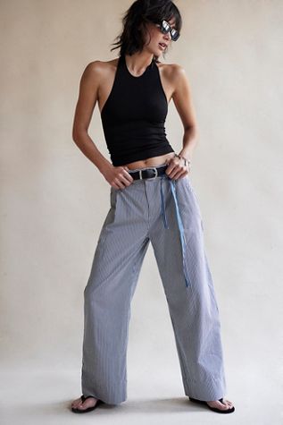 Buckle Back Stripe Trousers
