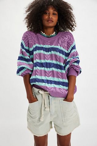 Frankie Striped Cable Knit Sweater