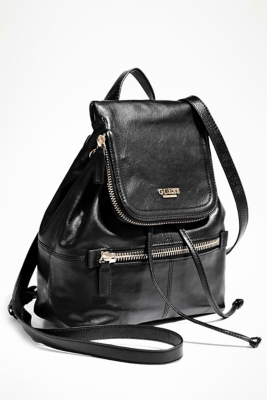 Leather Backpack with Zippered Flap | GUESS.com