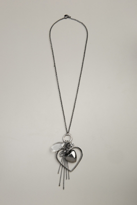 Open Heart Long Charm Necklace