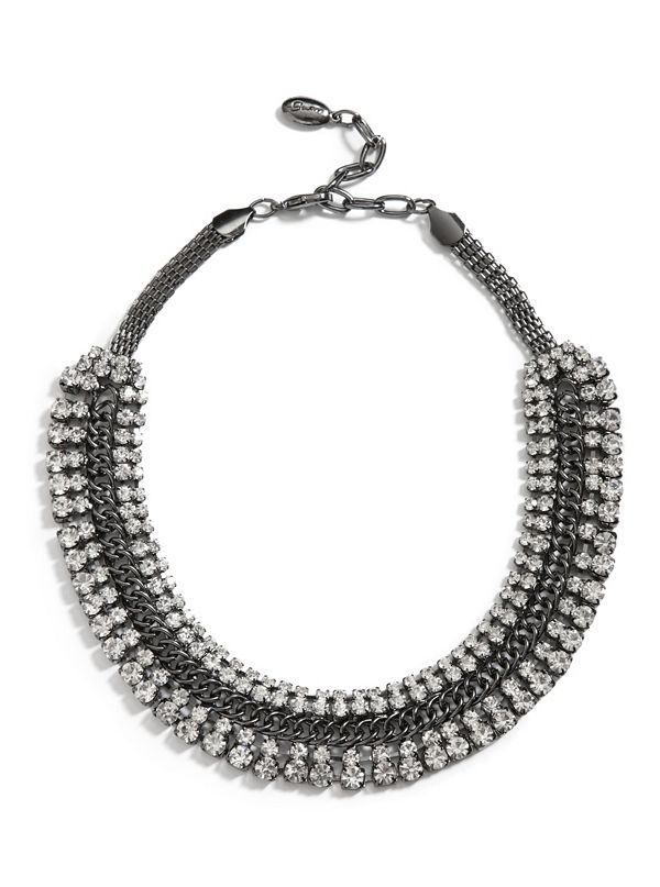 Hematite-Tone Crystal Collar Necklace | GUESS.com