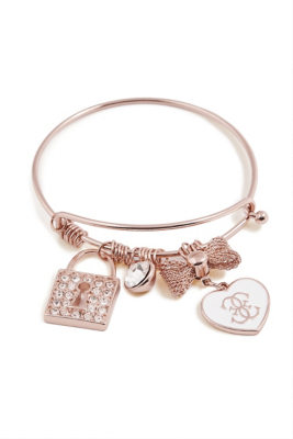 Rose GoldTone Lock Charm Bangle