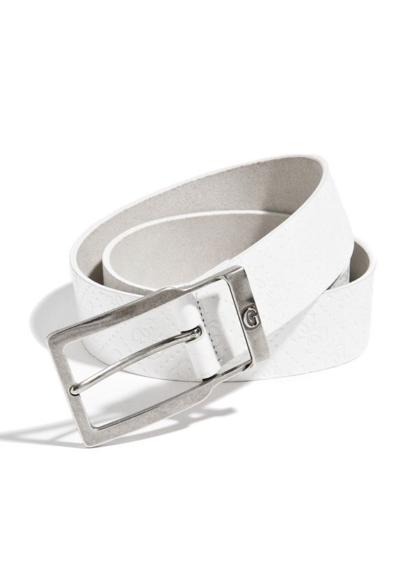 Signature-Embossed Leather Belt | GUESS.com