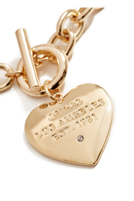 Gold-Tone Heart Charm Necklace | GUESS.com