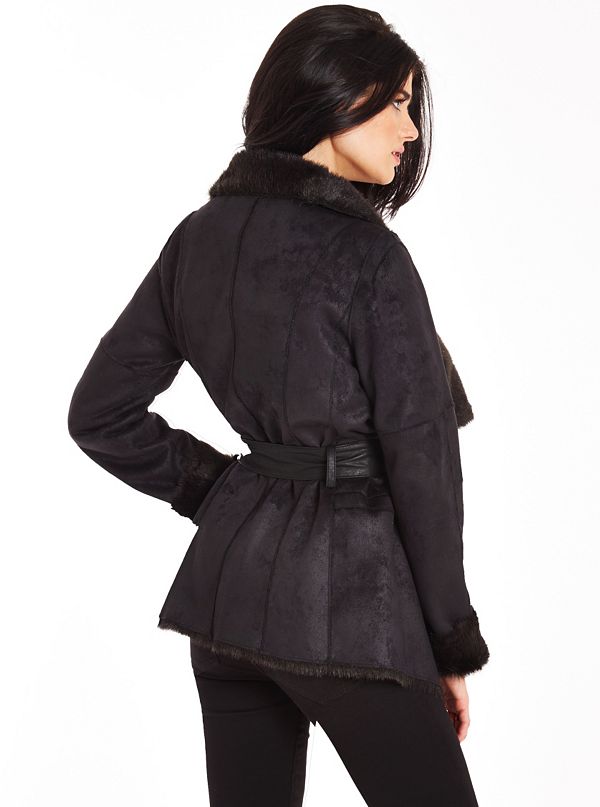 Joelle Reversible Faux-Fur Wrap Coat | GUESS by Marciano