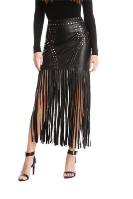 Behati Faux-Leather Fringe Skirt | GUESS by Marciano