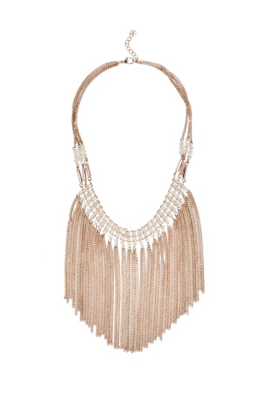 Rose Gold-Tone Beaded Fringe Necklace | GUESS.com