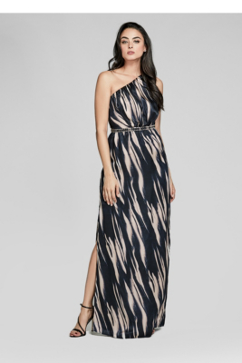 one shoulder silk gown