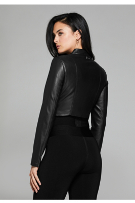 guess cropped leather jacket