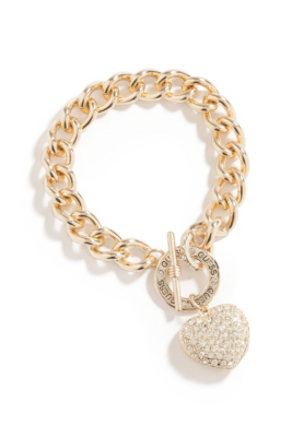 GUESS Gold-Tone Rhinestone Heart Bracelet | eBay