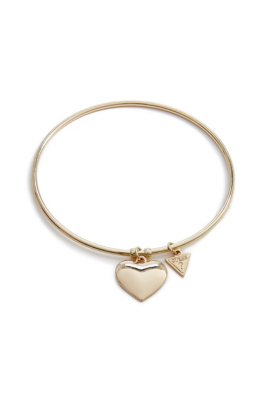 Gold-Tone Heart Charm Bangle | GUESS.com
