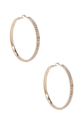 GUESS Gold-Tone Large Rhinestone Hoop Earrings | eBay