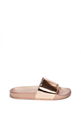 rose gold slide on sandals