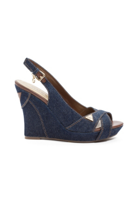guess denim wedge sandals