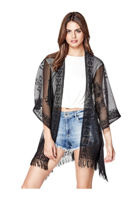 Lace Fringe Kimono | GUESS.com